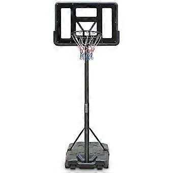 Buitenbasketballring, met verstelbare hoogte van 198,12 tot 304,8 cm, geschikt voor kinderen en volwassenen, met een PVC-achtergrond en een weerbestendig net, in een driehoekige vorm.