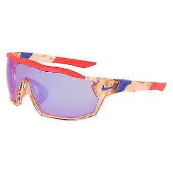 Nike SHOW X RUSH E DZ7369 814 Full Rim Transparent Crimson Orange Unisex Single Lens Sunglasses UV2 Original