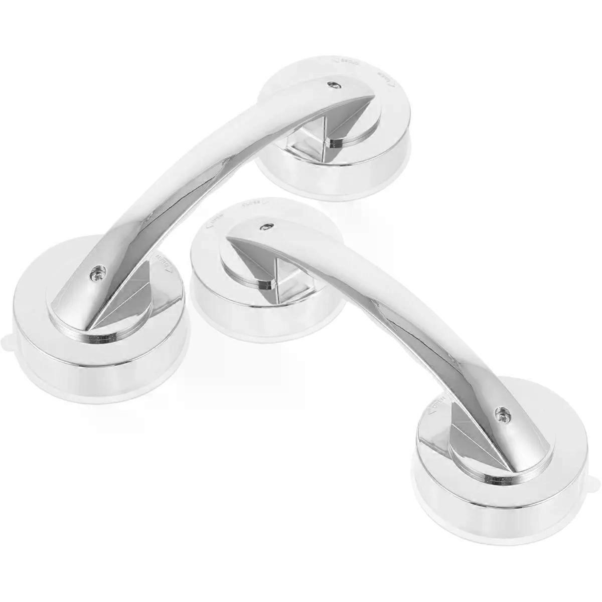 2 Pcs Portable Suction Handle Bar Door Pull ABS Silver