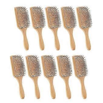 10 Pack Bamboo Paddle Hair Brushes with Scalp Massage Bristles, Anti-Static Detangling, Ergonomic Non-Slip Handle, Engravable Bulk Gift for Women