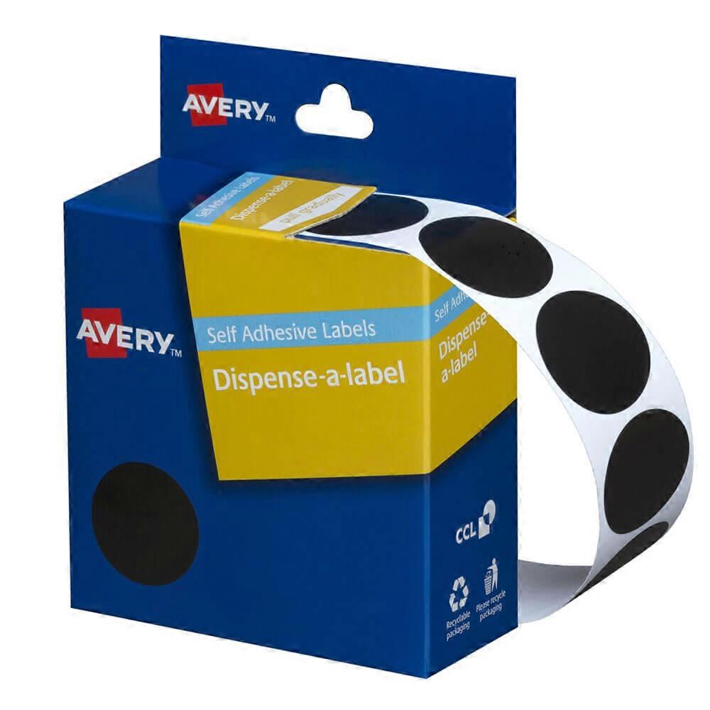 BLACK Avery Self Adhesive Dot Labels 24mm 500 Pieces For Colour Coding System