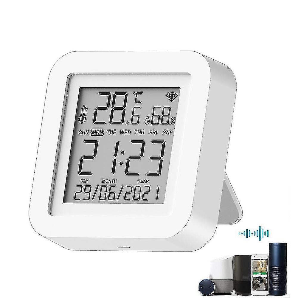 Wifi Temperature Humidity Sensor Home Use Intelligent Thermometer With Lcd Screen Display