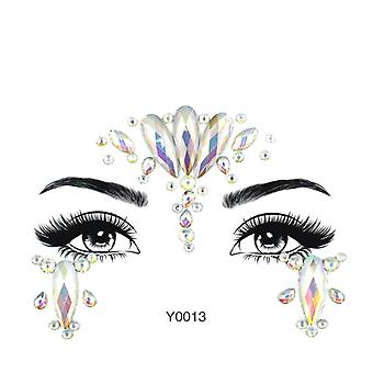 Veeki 1PCS  Luminous Face Jewels Crystal Glitter Stickers , Makeup Green Halloween Rainbow Tears Glow In Dark Rave Accessories