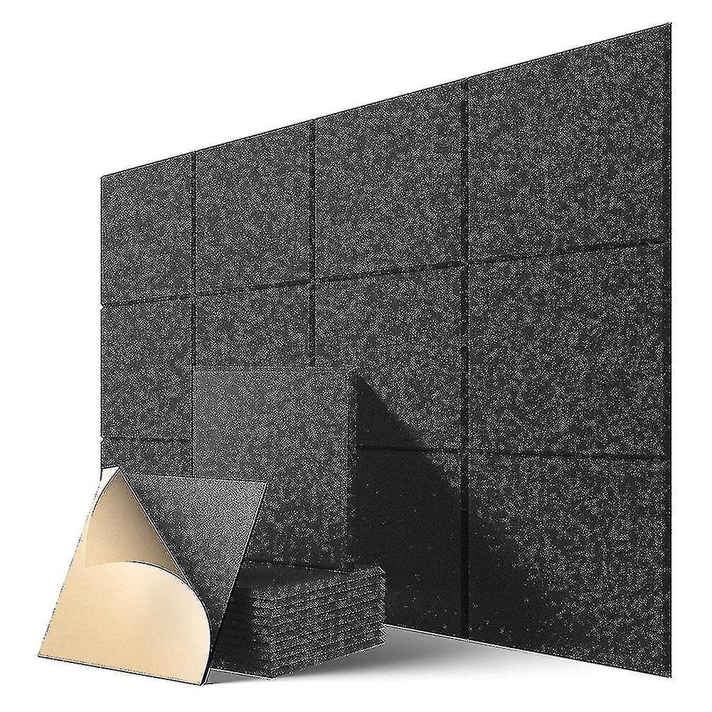 Selvklæbende akustikpaneler 12 pakke, 12 x 12 x 0,4 tommer lydisoleret polstring, lydabsorberende panel-t