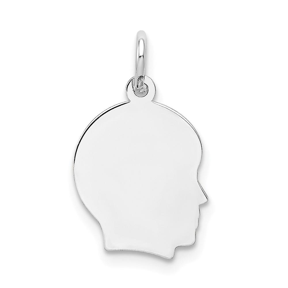 14k White Gold Solid Polished Plain Small Facing Right Engravable Charm 18x10mm Wide Pendant Necklace for Women
