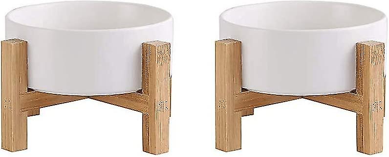 Ceramic Elevated Cat Bowls Non-slip Set Of 2