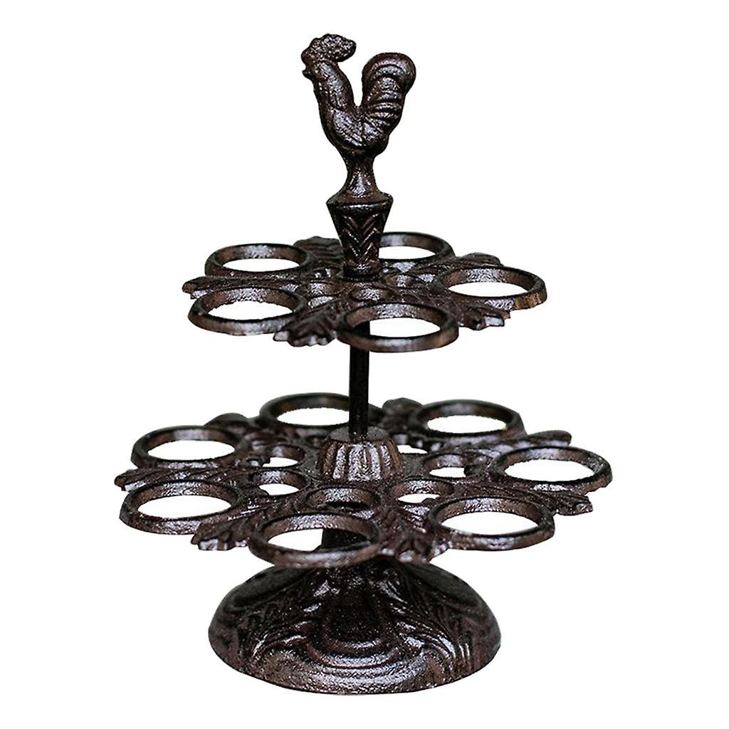 Cast Iron Egg Holder Fruit Egg Storage Stand Tray Countertop Easter 2-Tier
