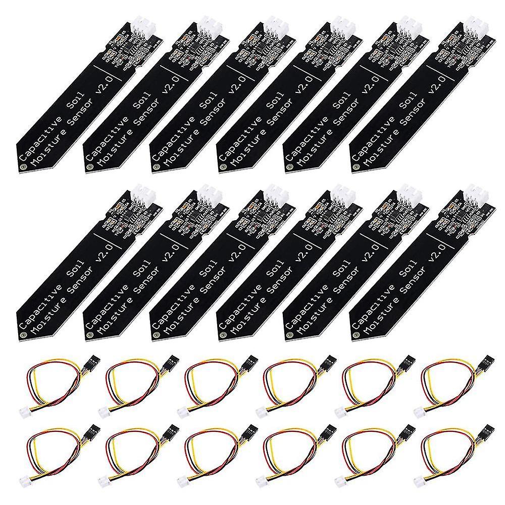12pcs Capacitive Soil Moisture Sensor Module 3.3-5.5v 3-pin W/gravity Wire Corrosion Resistant For