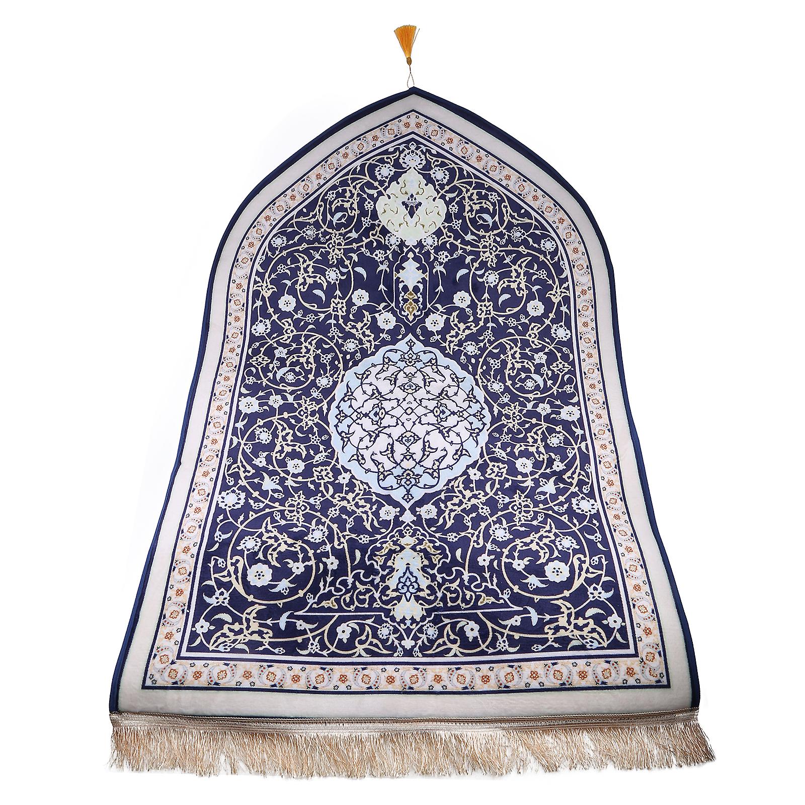 Arch Shape Arabic Muslim Prayer Rug Flannel Floral Print Tassel Praying Carpet