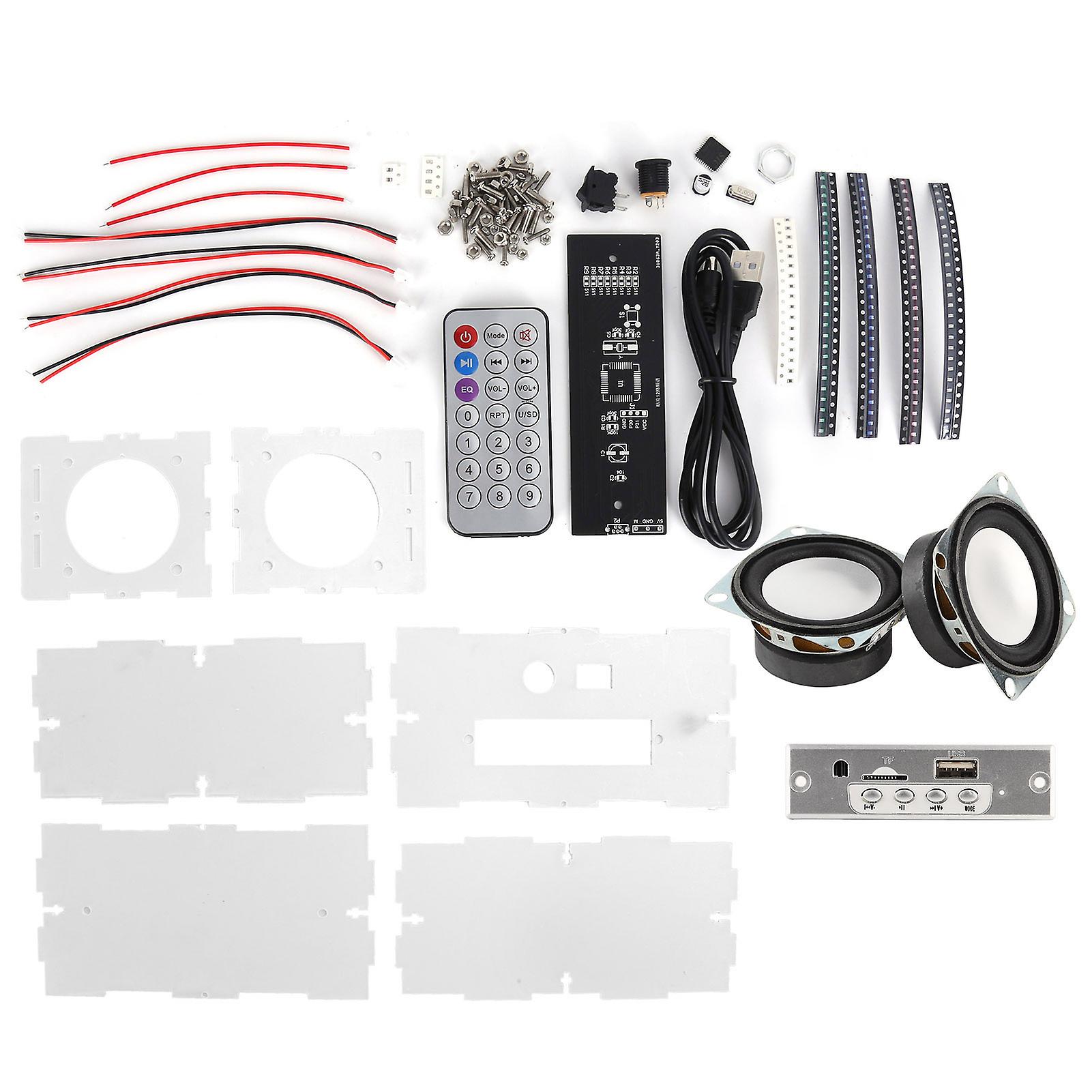 DIY Bluetooth Speaker Box Kit with Transparent Case and 12 Channels Spectrum Display