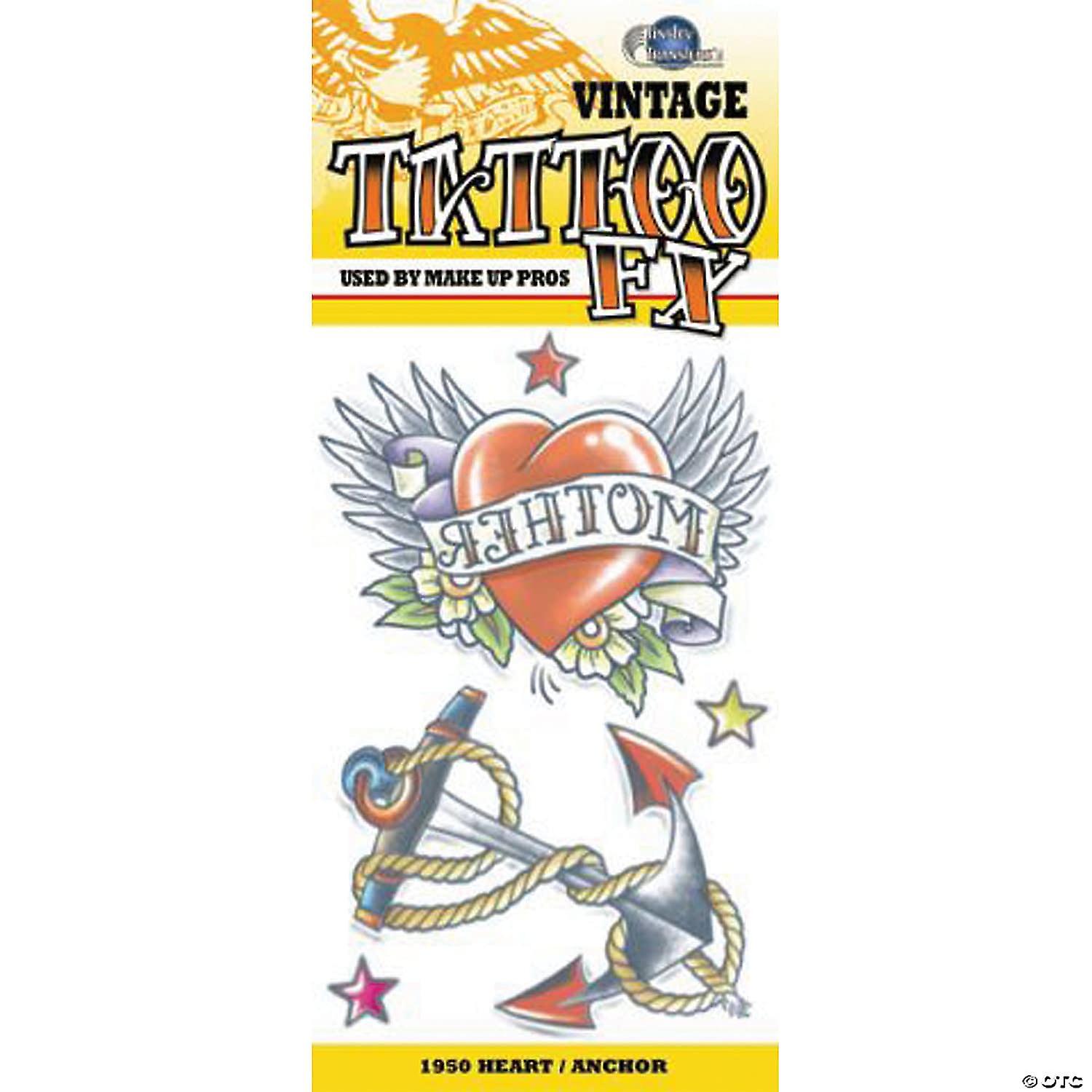 Tatouage d’ancre de cœur vintage