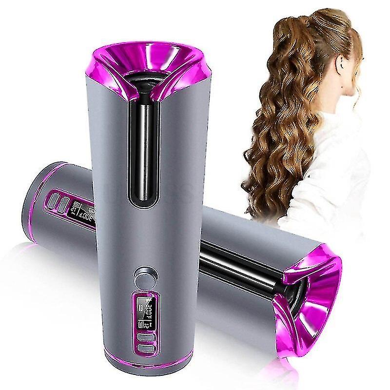 Hair Bun Volume Shapers Cordless Auto Hair Curler Rechargeable Wireless Lcd Curling Iron Curl Wand With 6 Temperature