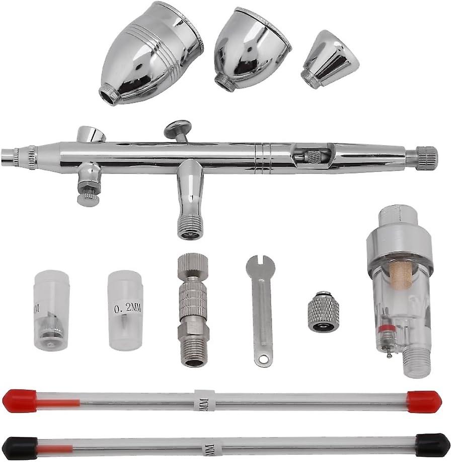 Professinal Performance Airbrush Set with 3 Nozzle Sets(0.2/0.3/0.5mm) and 3 Sizes of Cups(2cc,5cc,1