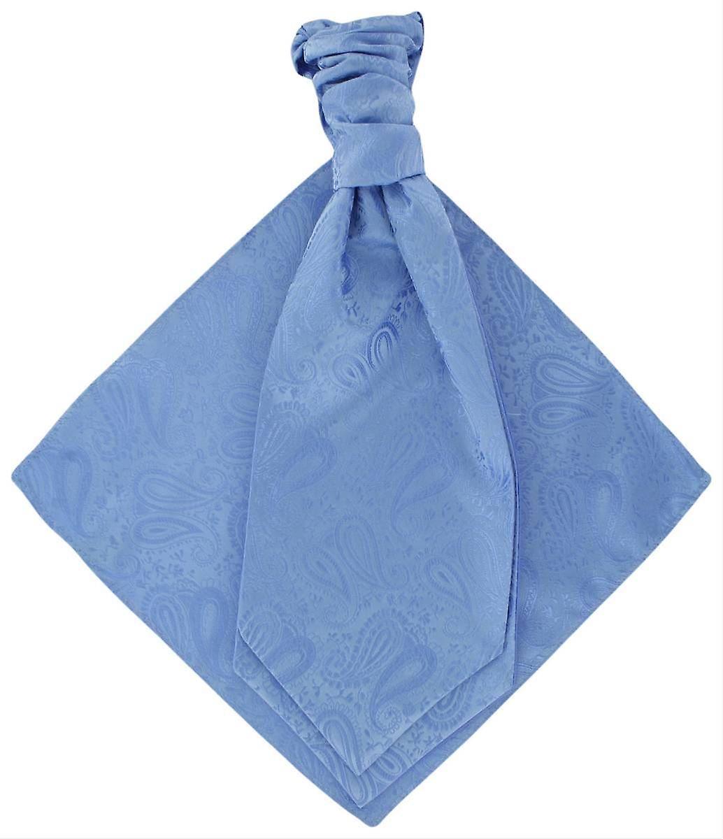 Michelsons of London Tonal Paisley Cravat and Pocket Square Set - Ice Blue