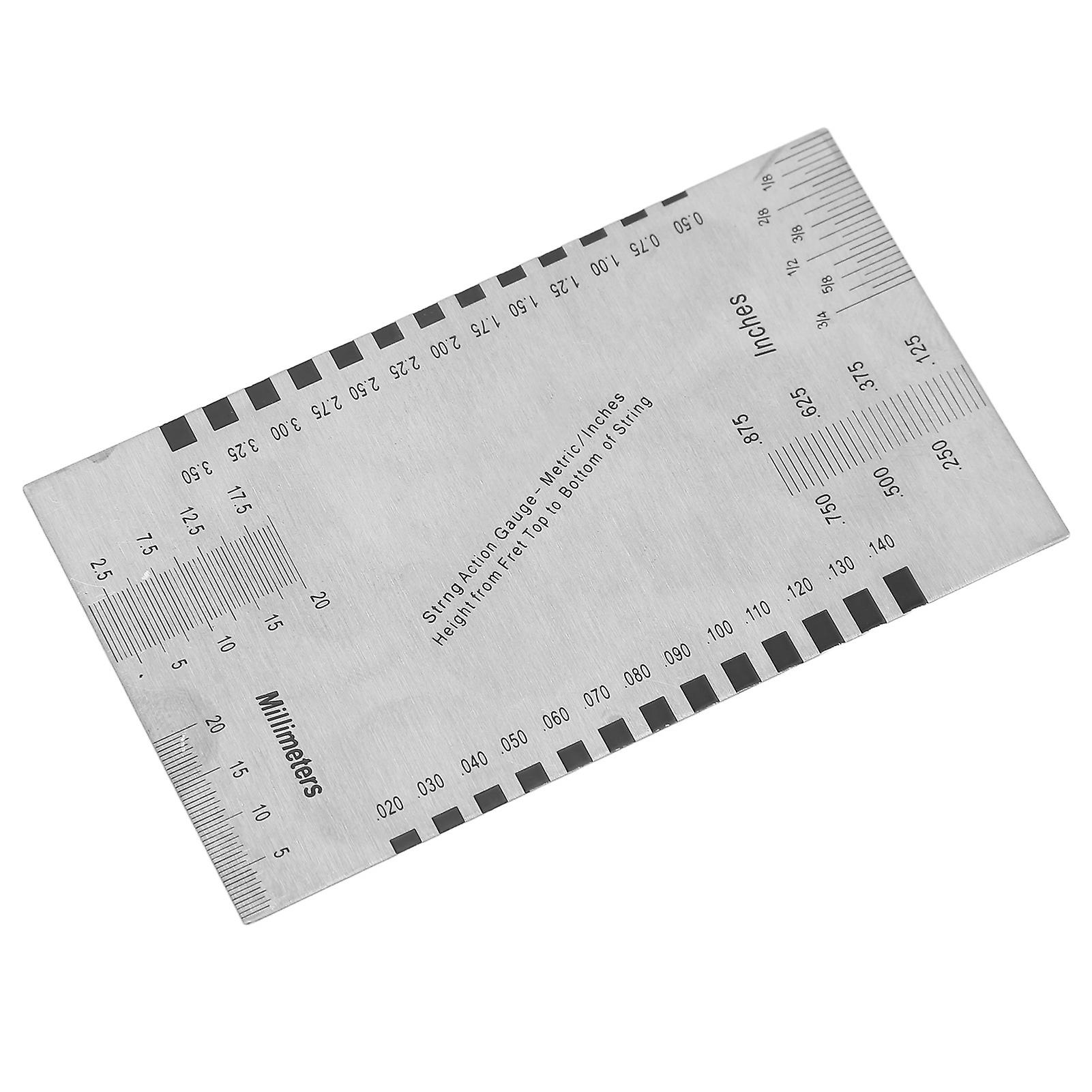 String Action Ruler Stainless Steel Clear Scale Multifunctional Guitar Set Up Gauge for Maintenance 