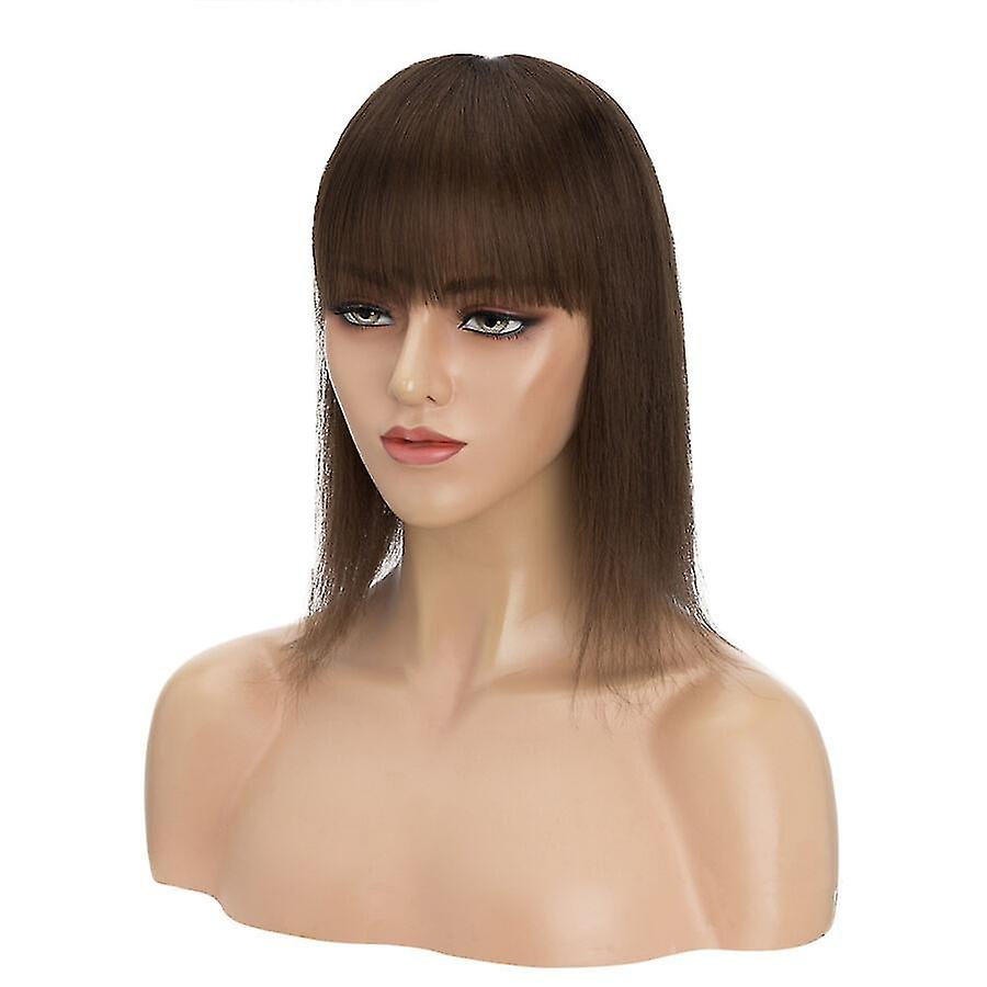 13*5cm Toppers de cabelo humano com Bangs grampo de cabelo liso em Topper
