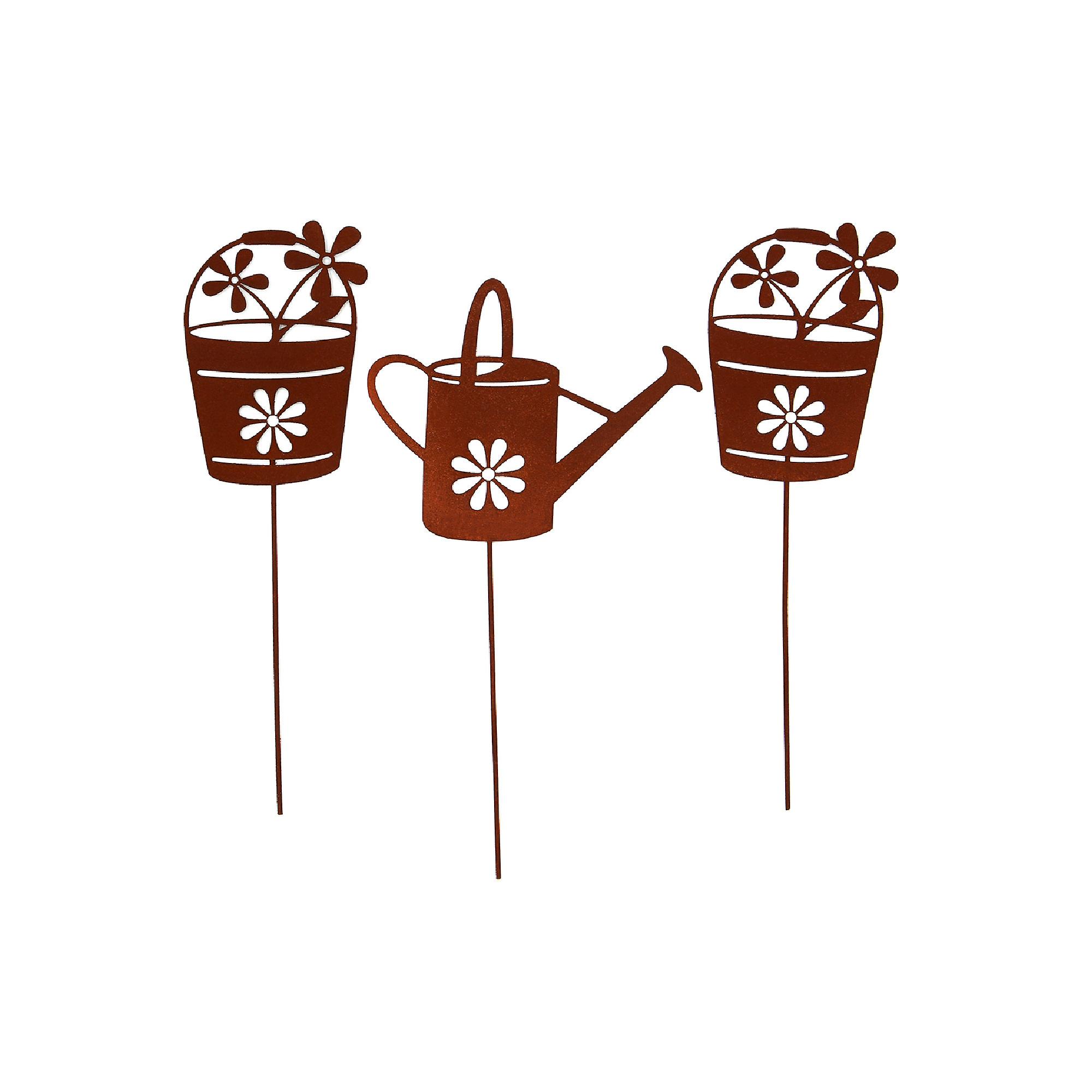 UNUS® havepropper vandkande og blomsterpotter sæt med 3 rustudseende havepropper