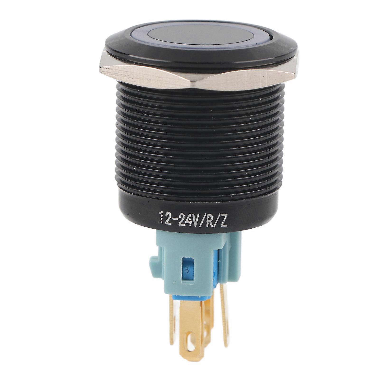 22mm Waterproof Self-locking Push Button Switch 12V-24V Green LED