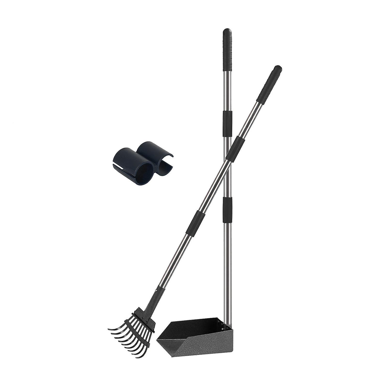 Koiran kakkakauhan tarjotin ja haravasarja, kakka-scooper, raskas pitkäkahvainen koiran kakkakauha lemmikkieläinten jätteiden poistamiseen