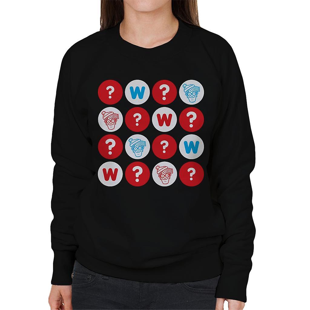Where's Wally Character Heads And Question Marks Women's Sweatshirt