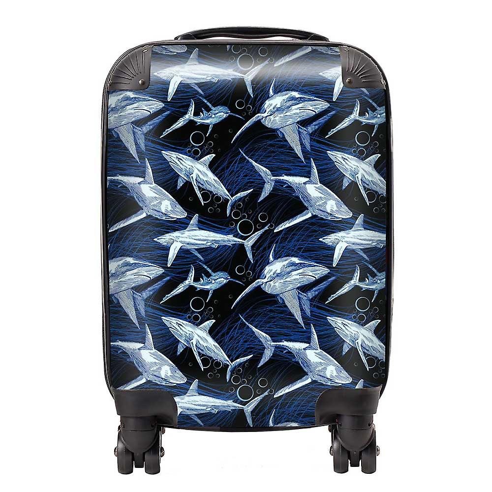 Hand Drawn Shark Pattern Suitcase