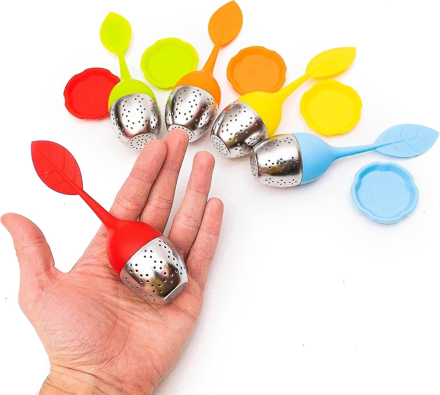 5PCS Tea Infuser Set Silicone Diffuser Tea Ball Stainless Steel Tea Filter Tea Diffuser With Saucers