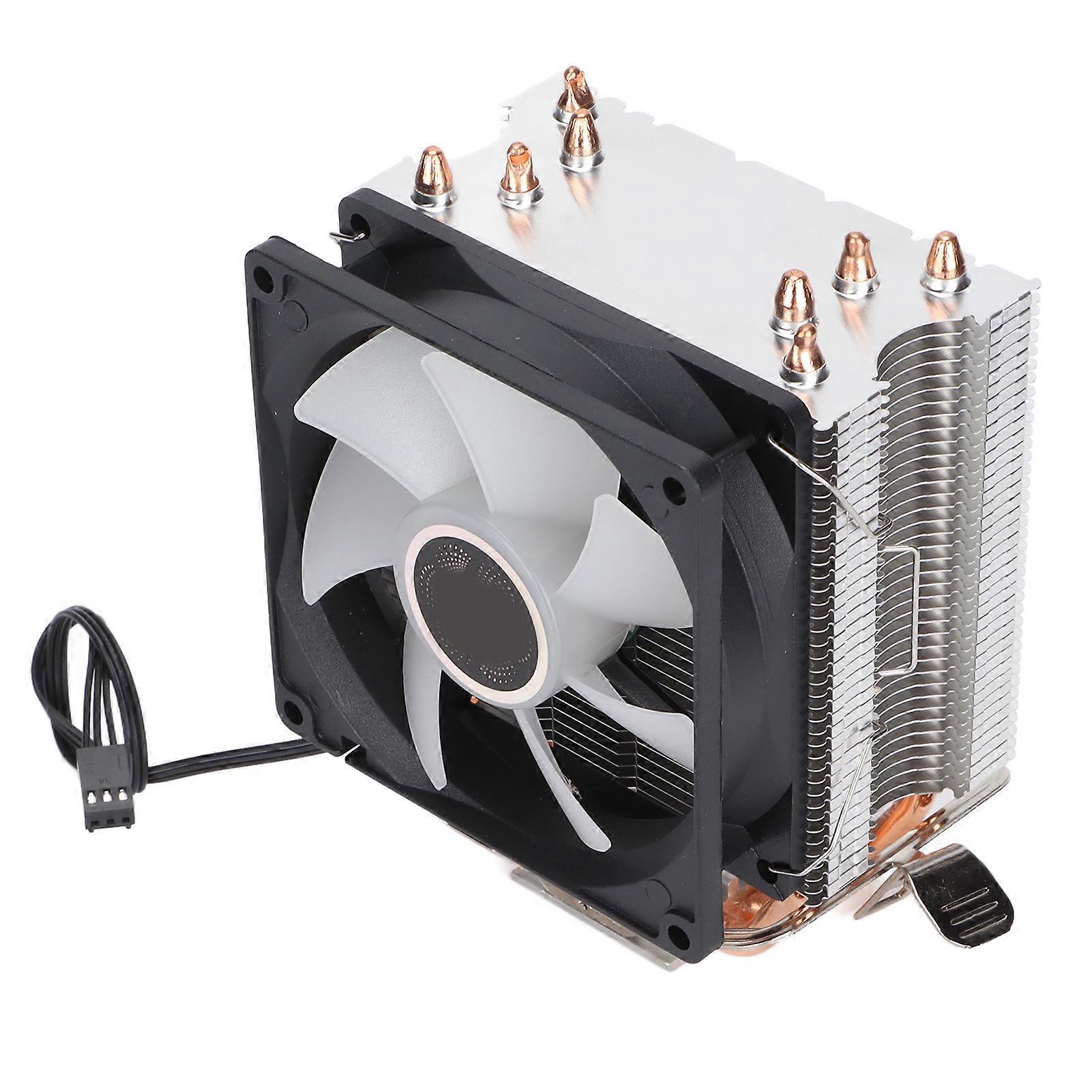 Computer Cpu Cooling Fans RGB 90mm 3pin 4 Heatpipes Noiseless Operation Plug and Play CPU FanSingle Fan 