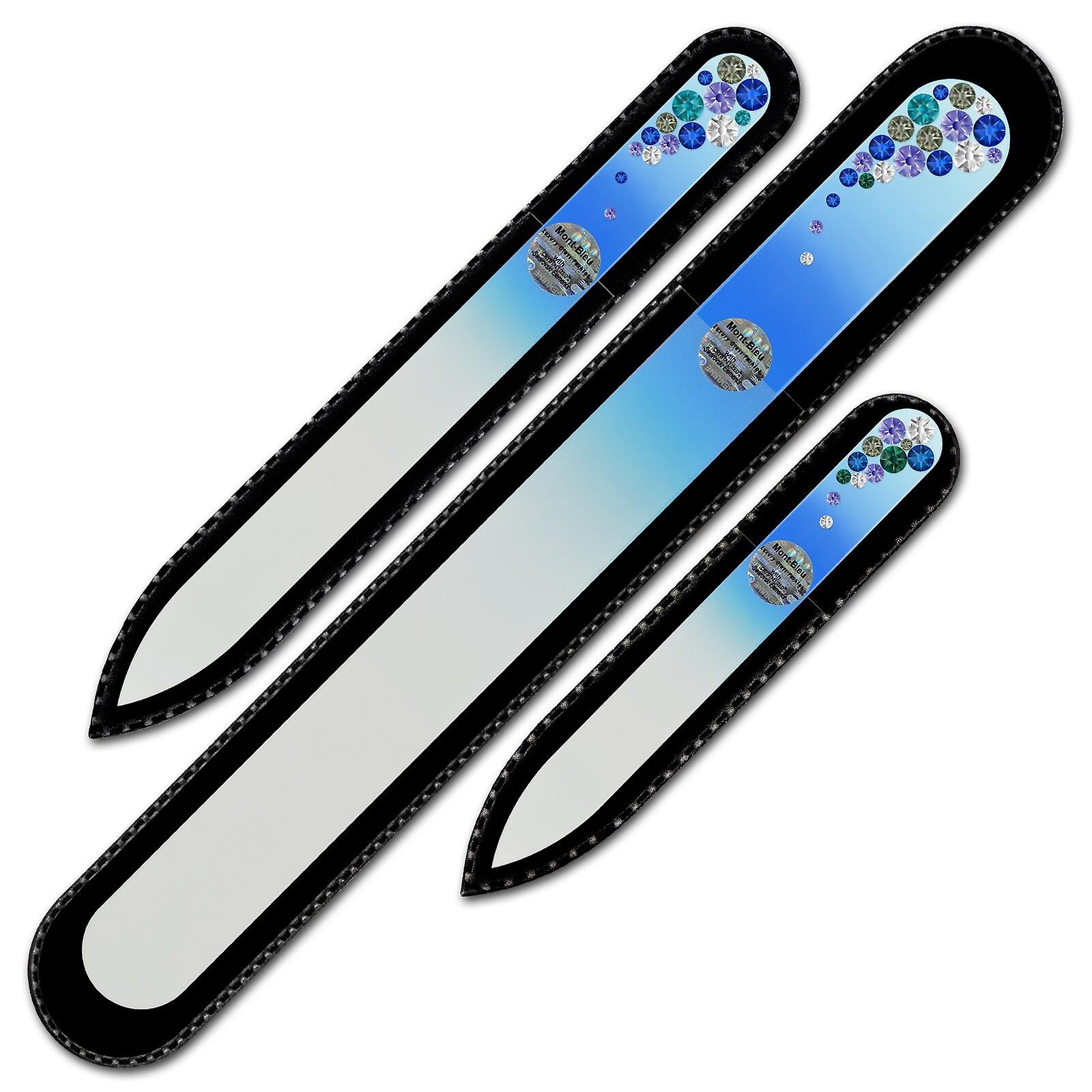 Set of 3 Czech Glass Nail Files with crystals BC-BMS - Blue