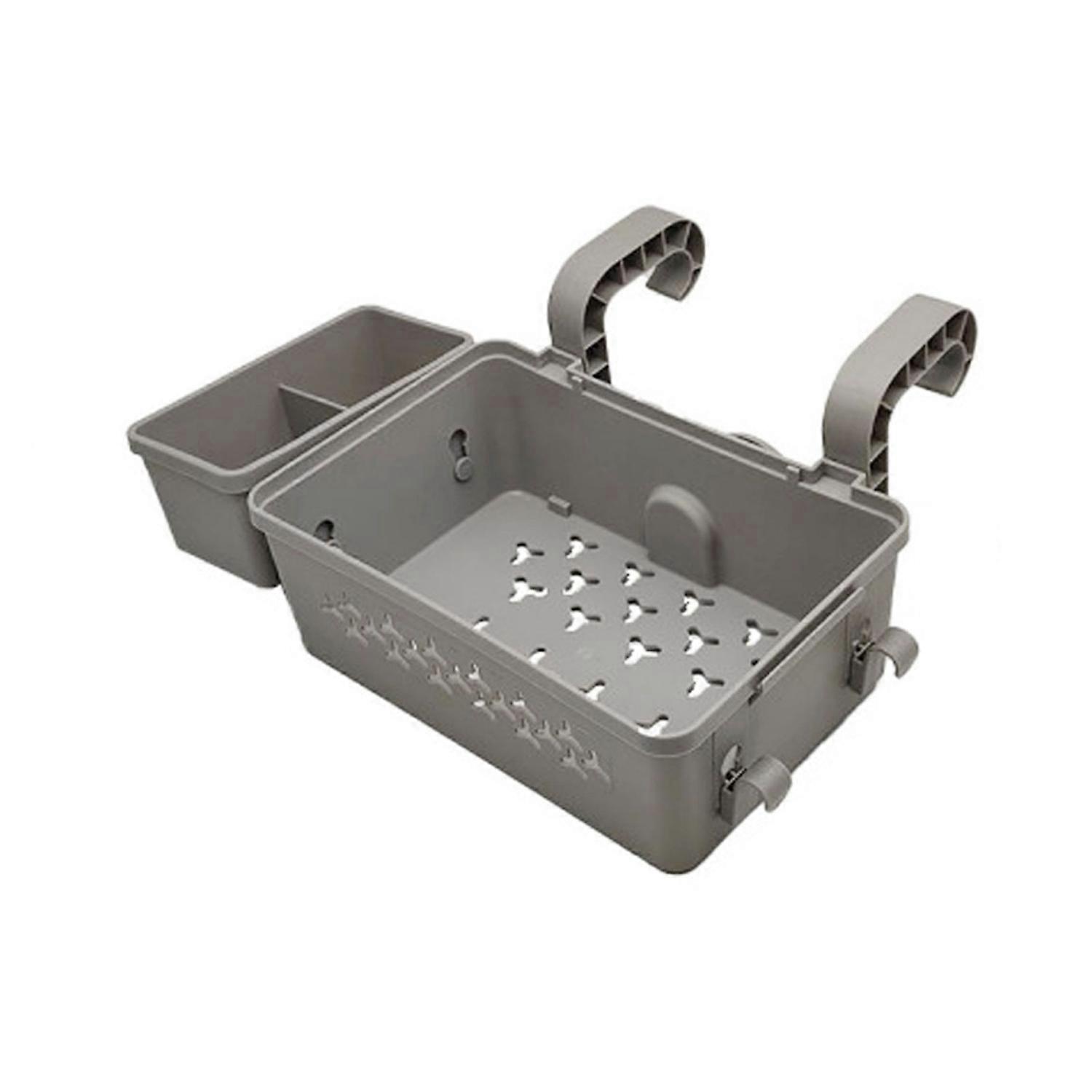 Compact Poolside Storage Basket with Cup Holders & Adjustable Rod