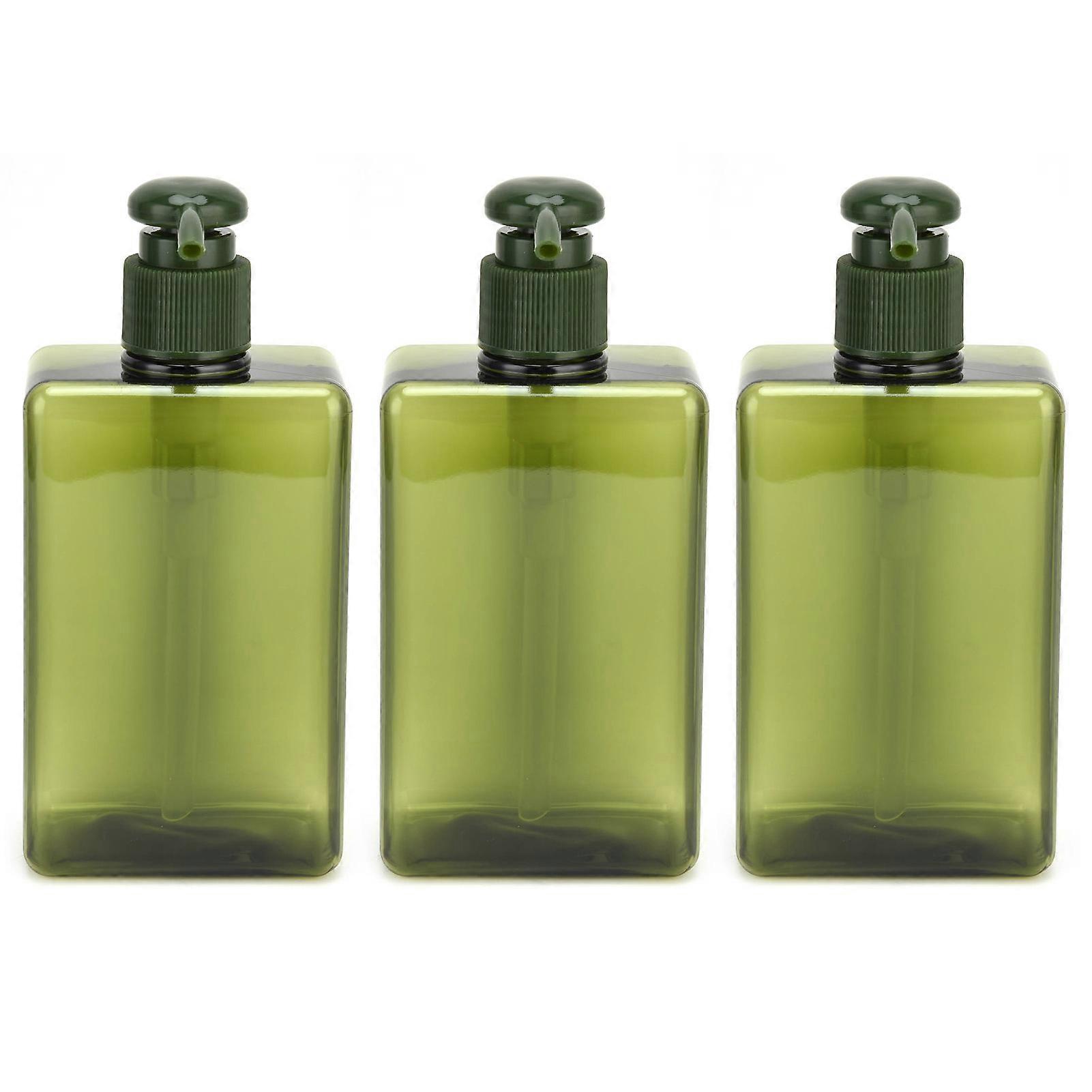 3pcs 280ml Pump Bottle Empty Lotion Shampoo Liquid Soap Container Leakproof Press Bottle Blackish Green