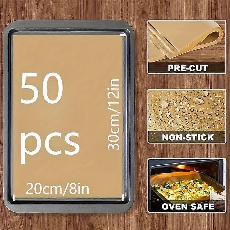 50/100/200pcs Premium Parchment Paper Baking Liners - Ultra-Non-Stick, Conveniently Precut, and Versatile for Baking, Grilling, Air Frying, Steaming,