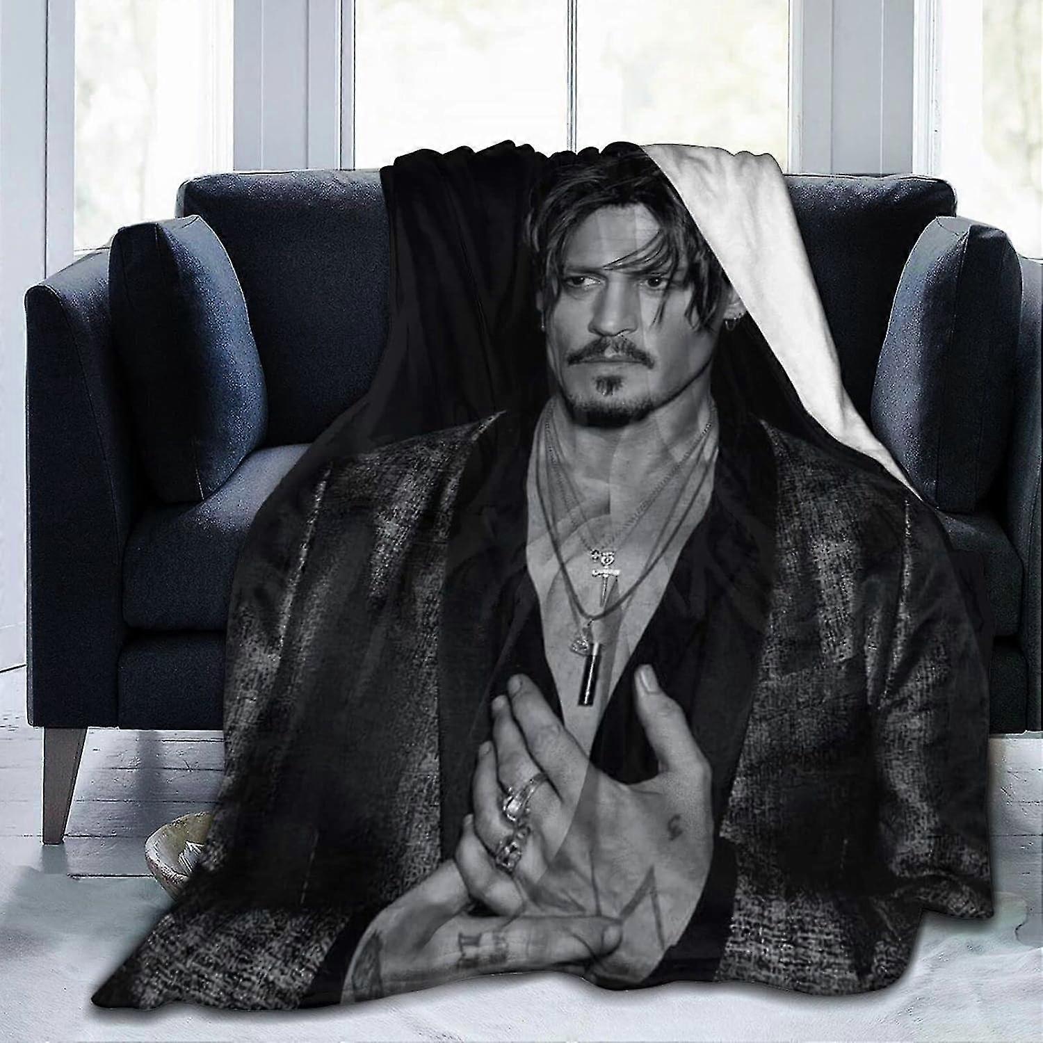 Johnny Depp Blanket 3D Print Plush Lamb Blanket Bedding Decor for Living Room Bedroom Dorm Decor (3Sizes) ABD11236