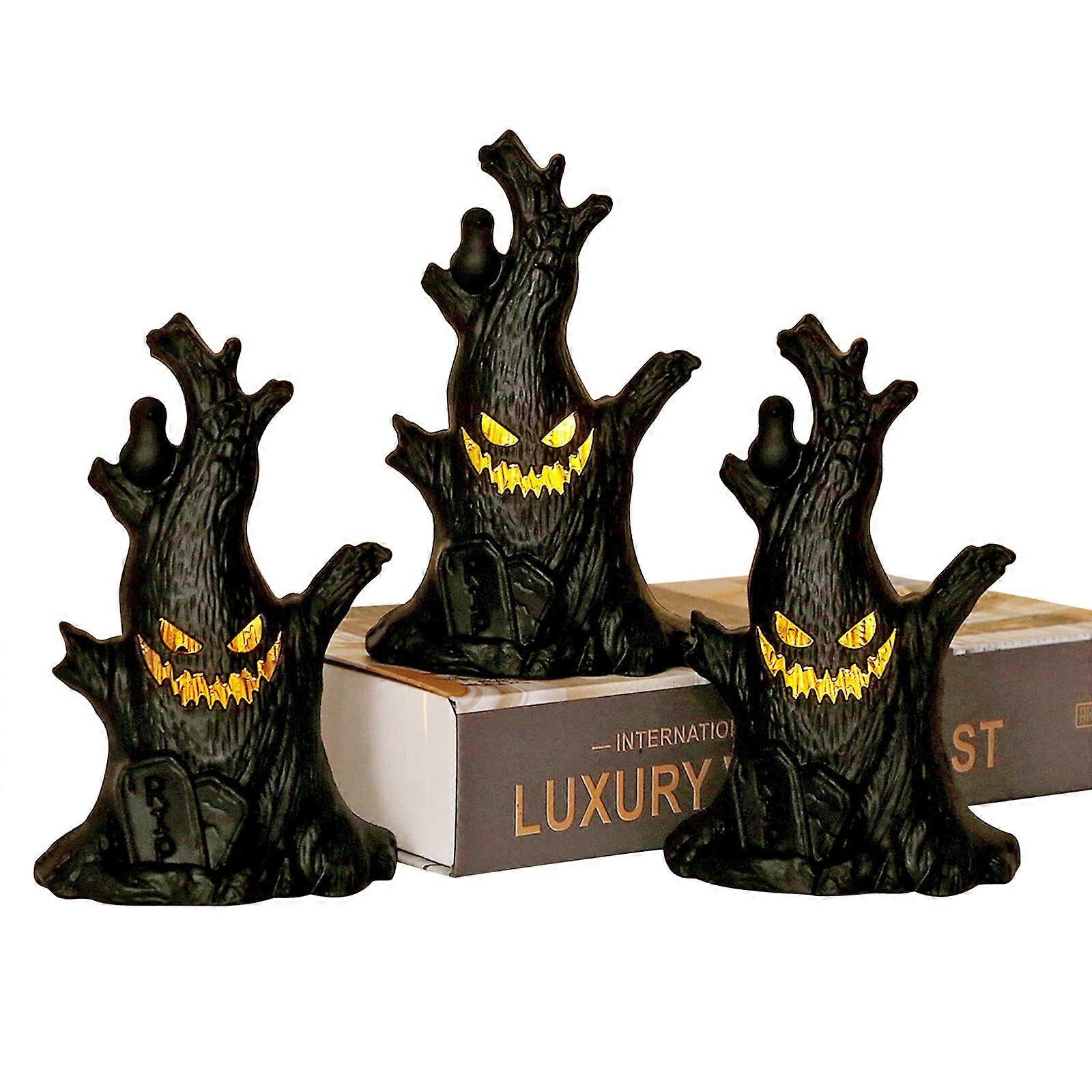 Halloween Ghost Tree Stump with LED Light, Tree Face Luminous LED Ghost Tree Stump Battery Operated for Halloween Party