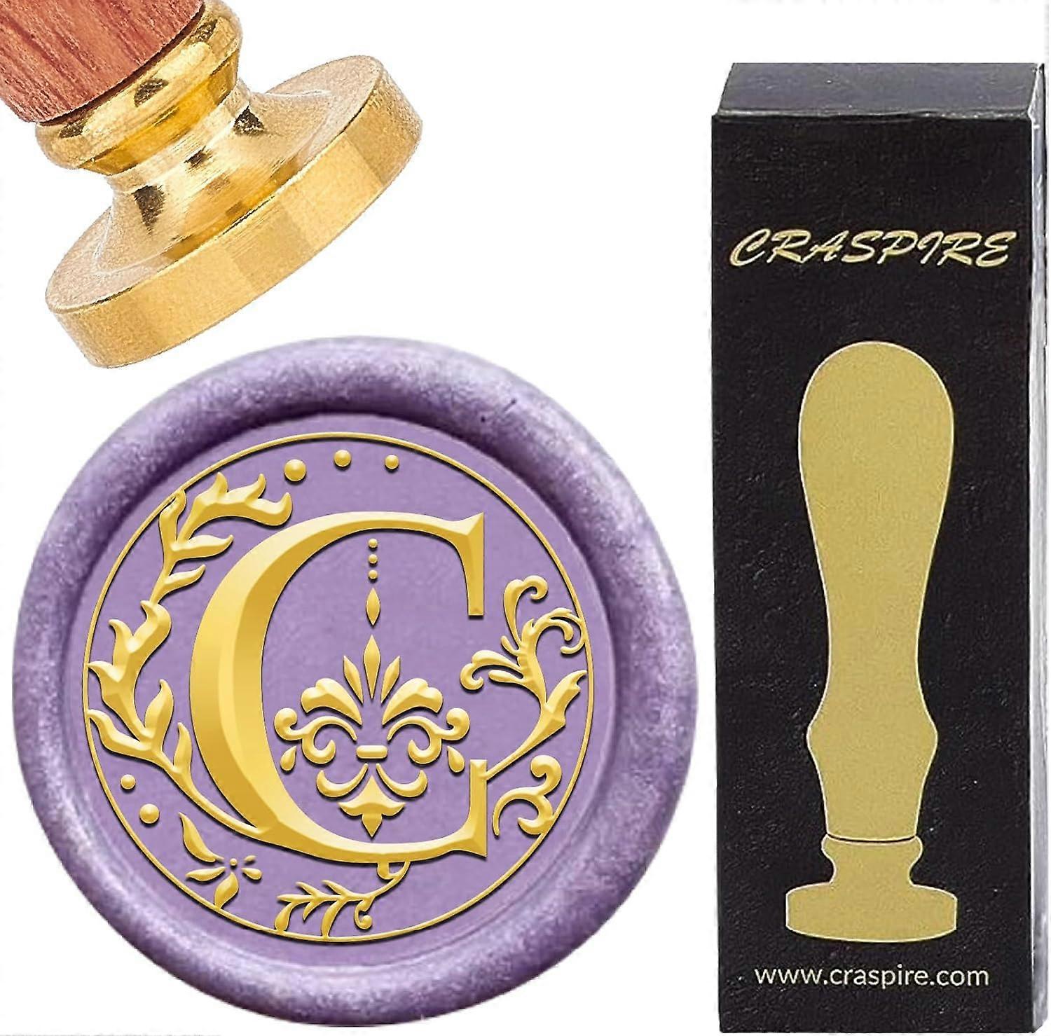 Lettre C cacheter timbre de cire Alphabet rétro initiales timbre de sceau de cire classique Vintage 26 lettres A-Z 25mm amovible tête en laiton poignée en bois pour enveloppe en