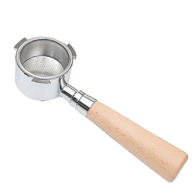 קפה ללא תחתית פורטפילטר תחליף סלסלת מסנן אביזרי קפה נירוסטה פורטפילטר ללא תחתית (1pc, צבע עץ כסוף)