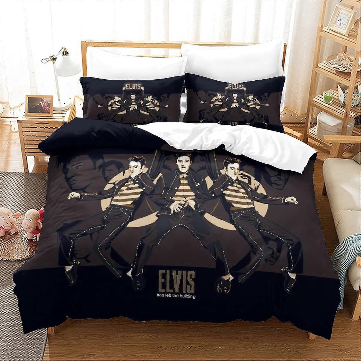Yingd Elvis Presley Duvet Cover Set Soft Lightweight Microfiber 3 Piece Bedding Set with 2 Pillowcas
