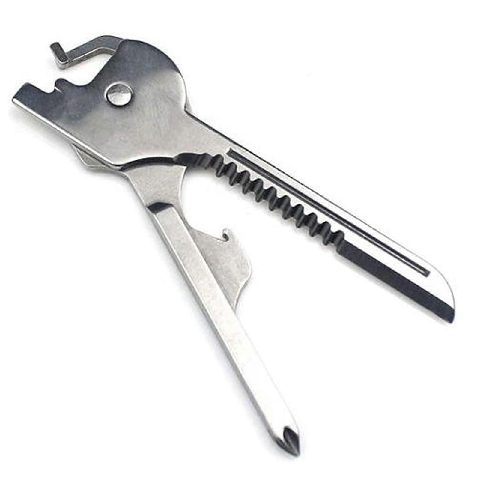 Spring Action Pliers Small Multifunctional Portable Stainless Steel Foldable 6 in 1 Wrench for Outdoor Activities Home