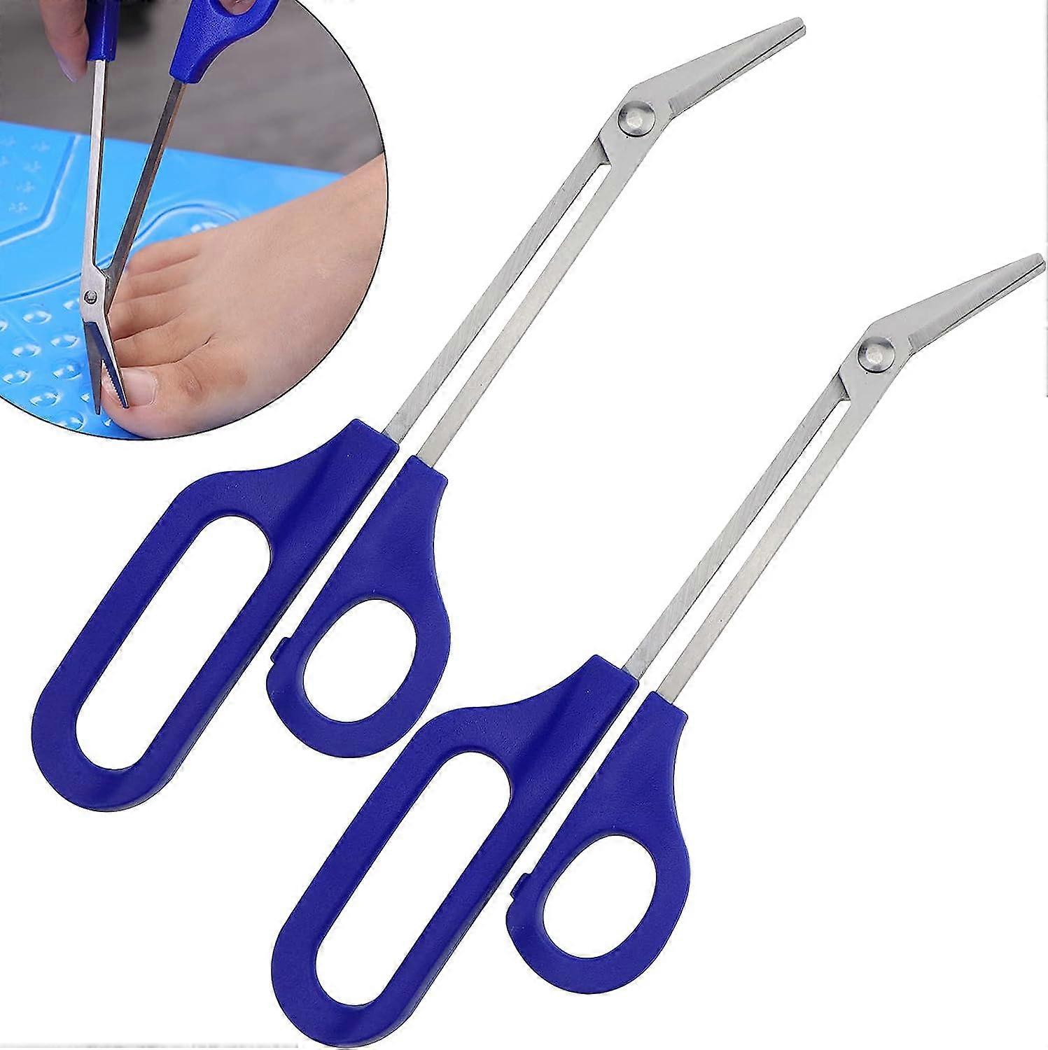 Tiwala 2 PACK Long Handle Toenail Clippers Scissors for Seniors,Toe Nail Cuticle Scissors Clippers Toenail Cutter Stainless Steel Scissors for Pregnan