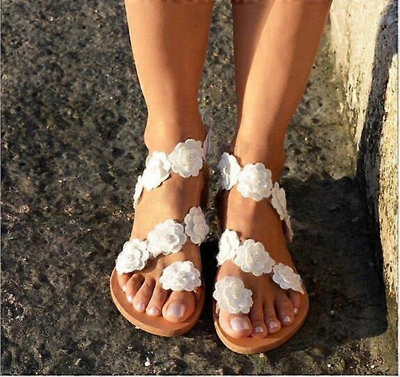 Beach Thong Sandals for Women, Womens Bohemia Flat Sandals Summer Beach Glitter Beaded Flip-Flop