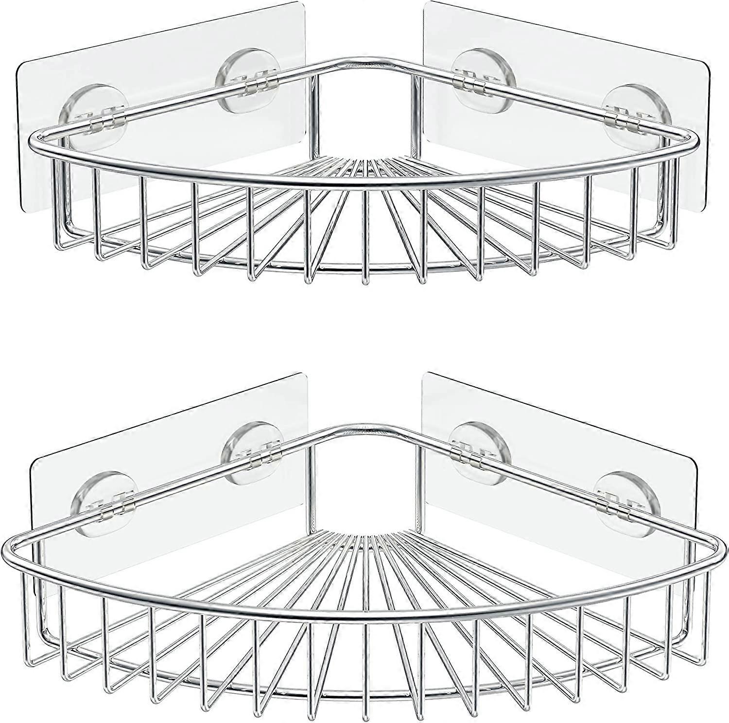 2 Pack Shower Shelf, Wall Mounted Bathroom Shelves (Silver)