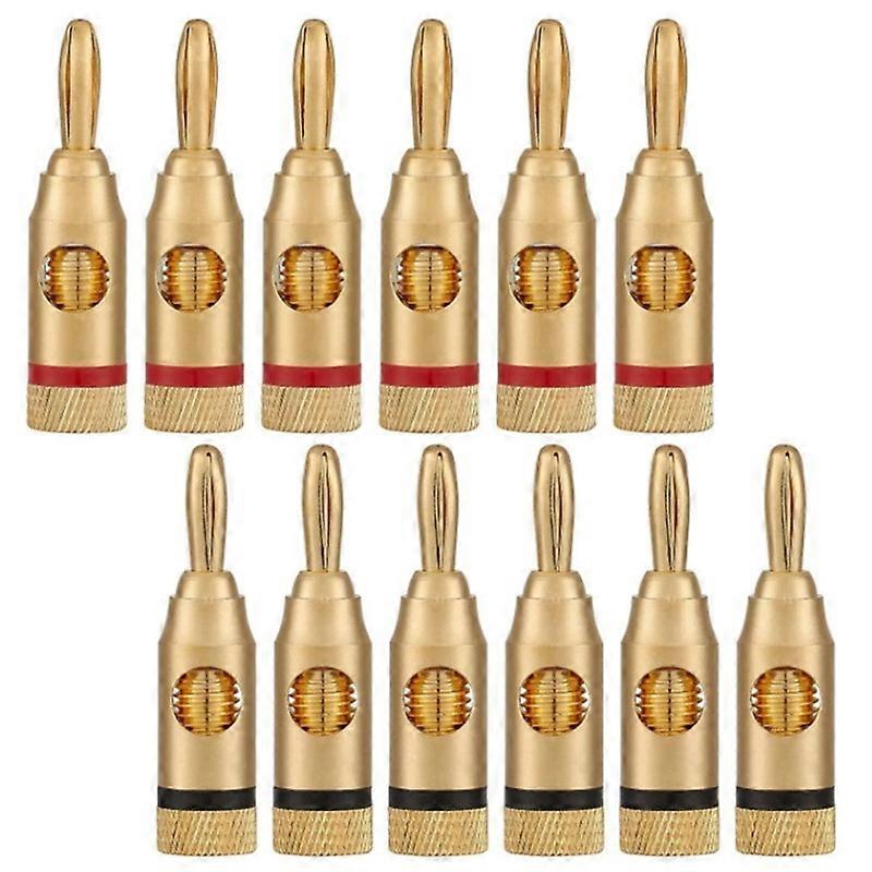Gold-Plated Banana Plug or Connector (Open Screw Type) (6 Pairs (12 Plugs)) Audio Plug Speaker
