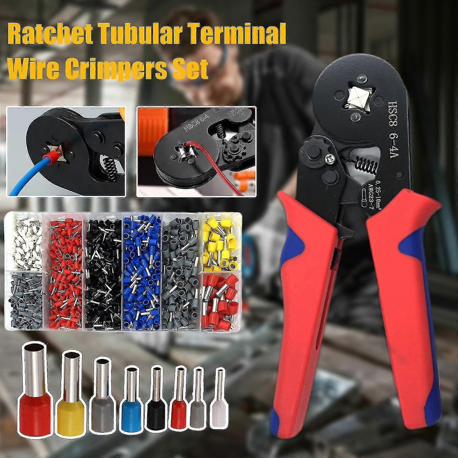 Ratchet Tubular Terminal Wire Crimpers Tool Set( Color : 800pcs Terminals )
