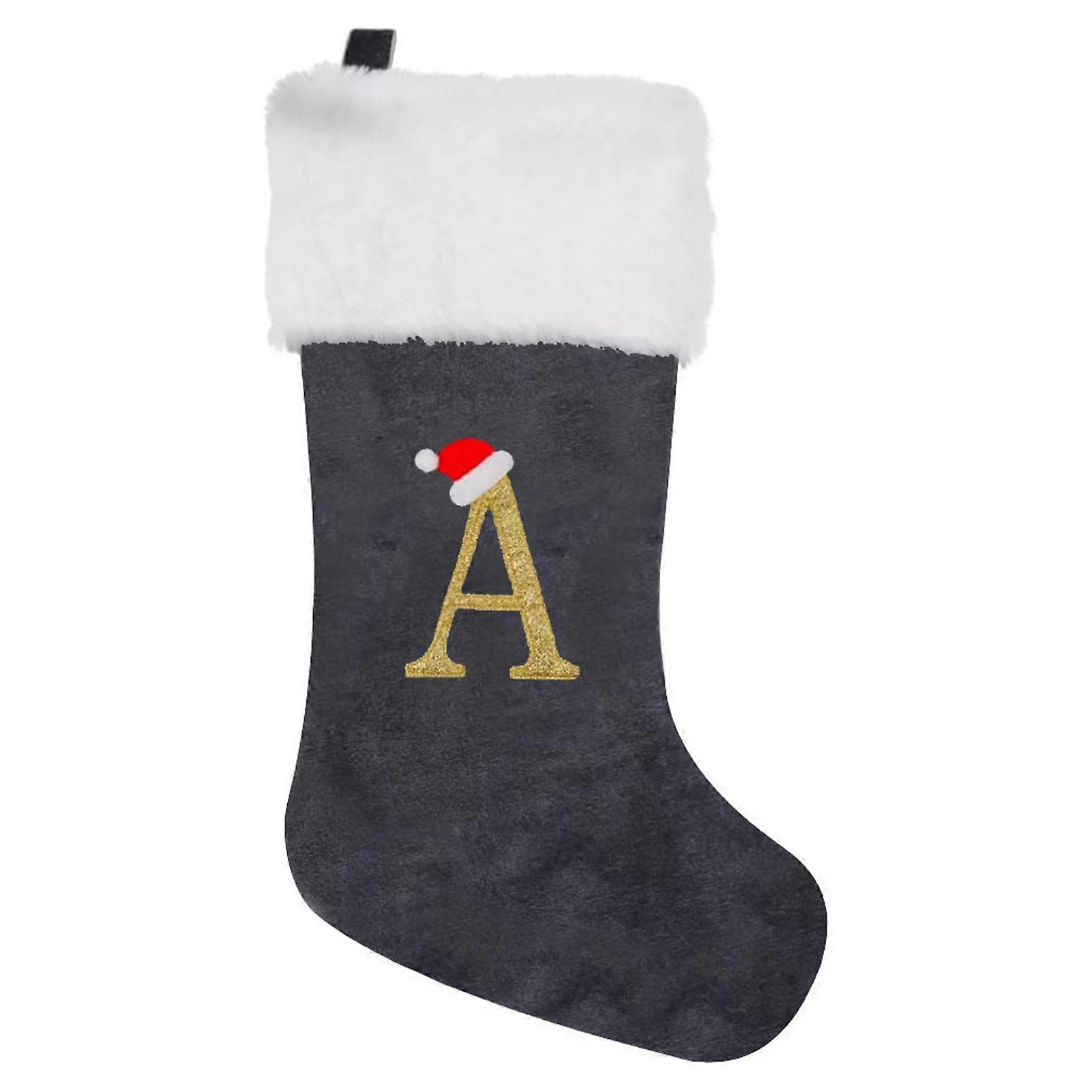 Christmas Stocking Knitting Snowflake Letter Large Capacity with Hanging Rope Create Atmosphere Candy-filled Stocking Qinghai