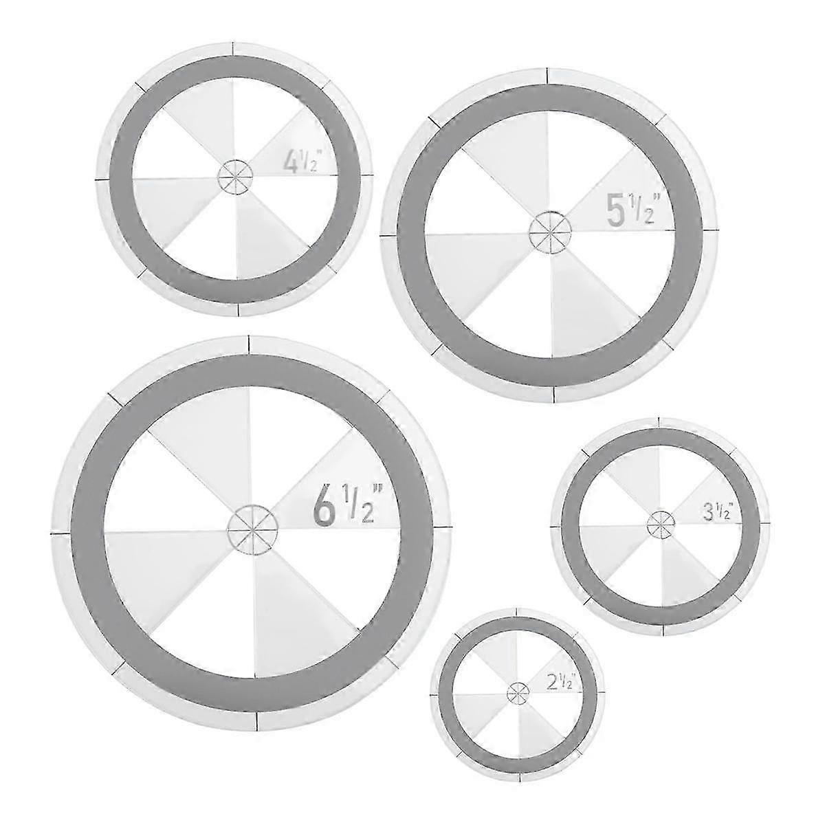 5Pcs Circle Ruler Quilting Template Set, Circle Templates compatible with Quilting Drafting Acrylic Round Quilt Circle Cutter Ruler