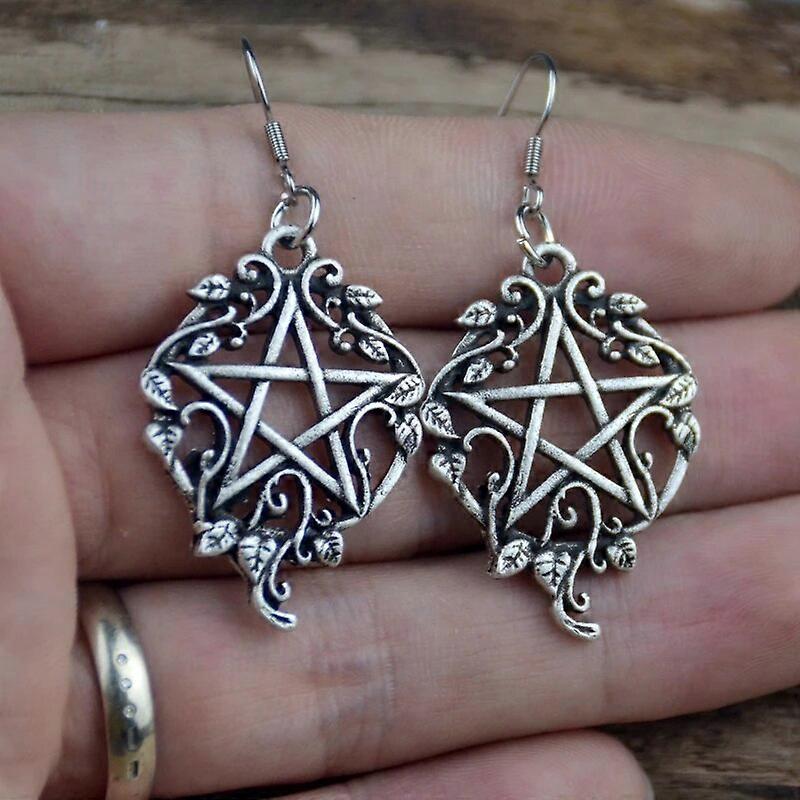 Witch Pentagram Ivy Vine Dangle Drop øredobber Wiccan Goth hedenske smykker