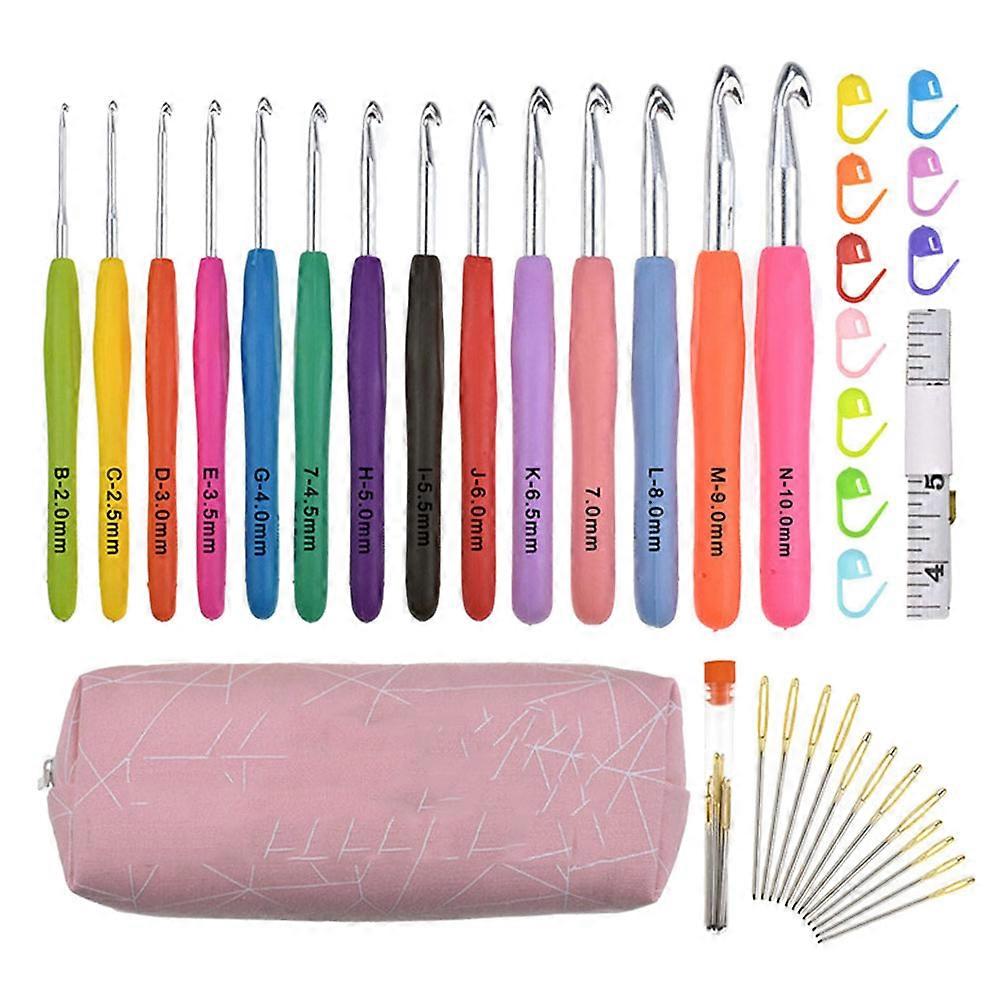 Soft Handle Crochet Set Knitting Needles Hooks with Carry Bag