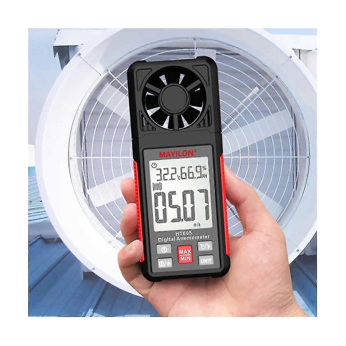 Ht605 Wind Speed Anemometer With Backlight Lcd Screen Wind Speed Temperature Humidity Measuring