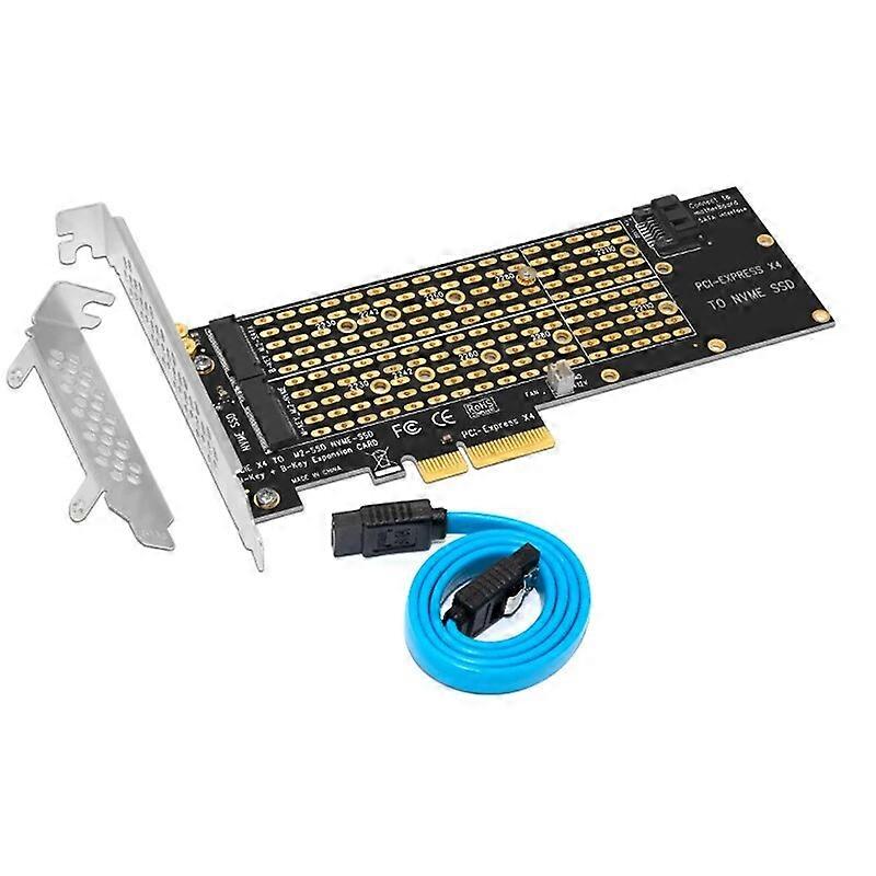 BTBcoin M.2 NVMe Adapter SSD to PCIe Card Key M + Key B with Fan SATA Cable PCIE to M2 Adapter Support 2230 2242 2260 2280 22110