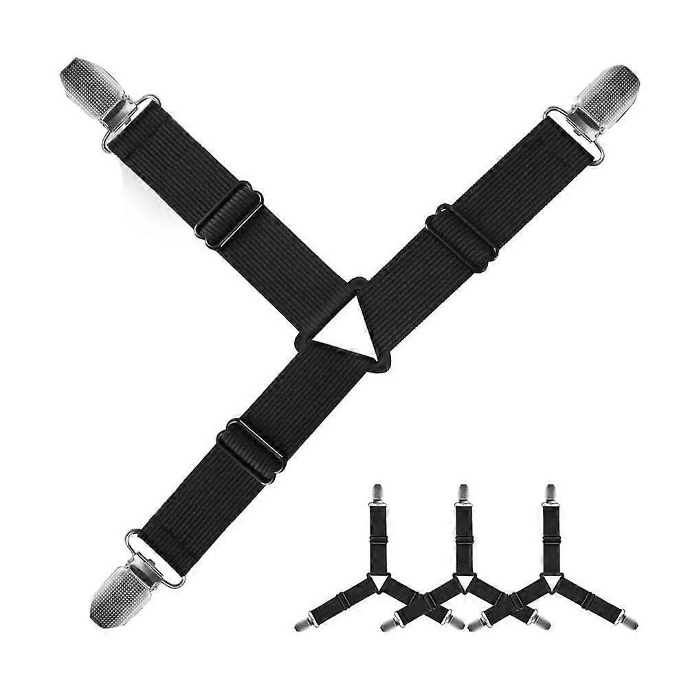 Grip Nonslip Bed Sheet Strap,Adjustable Elastic Fasteners with Iron Clips,Bedsheet Holder for Fitte