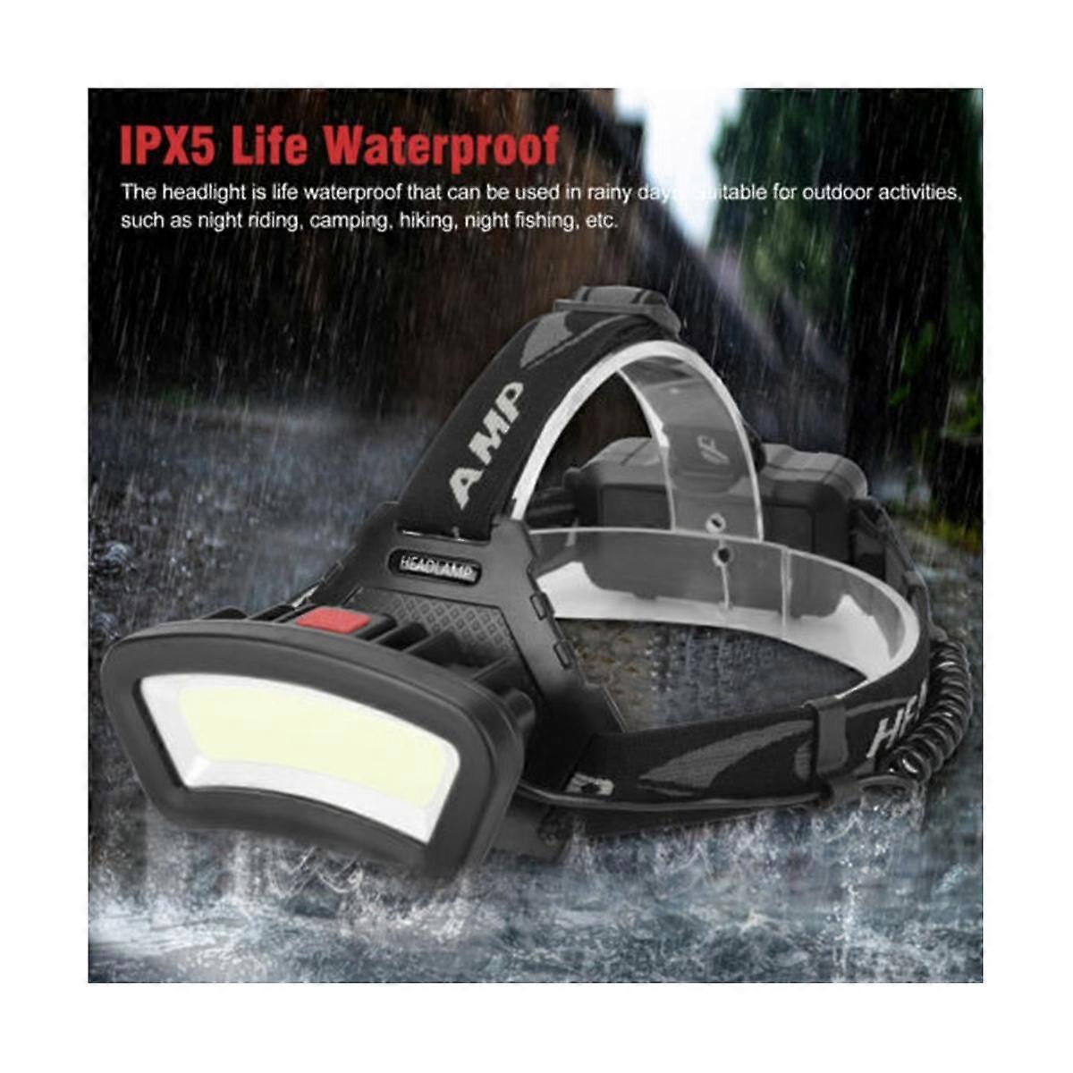 COB Head Light LED-ajovalolamppu s USB ladattava lyhty retkeilyyn